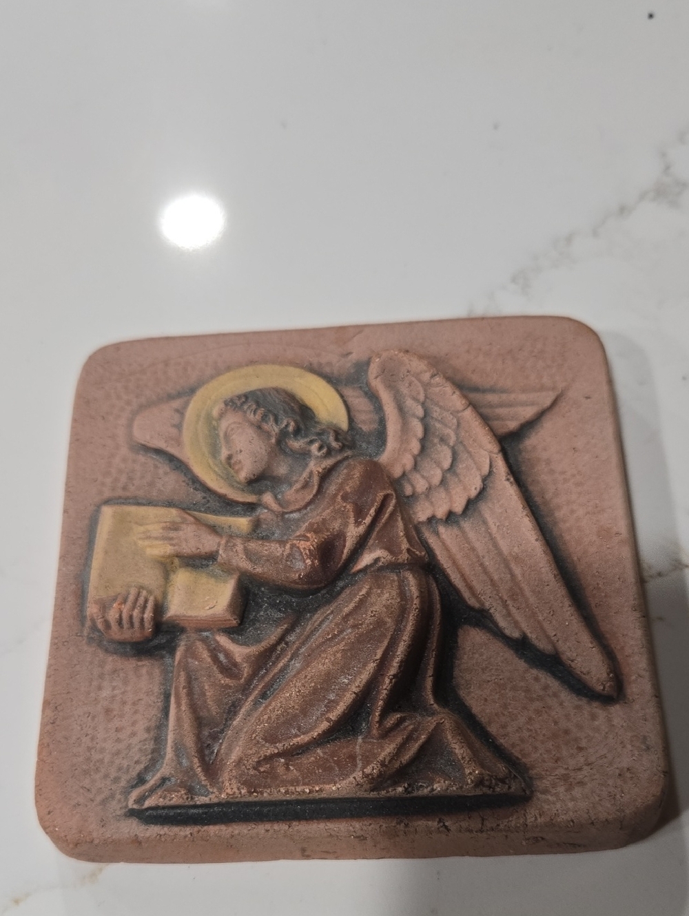Ellison Brown Angel Wall Plaque with Gold Halo and Book